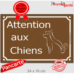 "Attention aux Chiens" Plaque de Rue pluriel marron chocolat panneau affiche pancarte portail couleur plusieurs chiens brun