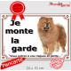 Chow-Chow Fauve, Plaque Portail "Je Monte La Garde, risques périls" pancarte affiche panneau orange attention au chien photo