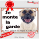 Bouledogue Américain fauve et blanc, plaque portail "Je Monte la Garde, risques périls" panneau photo Boulam tricolore pancarte 