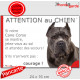 Cane Corso gris bleu, plaque humour "Attention au Chien, Jetez Vous au Sol, courage" photo oreilles coupées