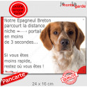 Epagneul Breton orange, plaque humour "distance Niche - Portail 3 secondes" 24 cm 3SEC