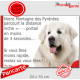 Plaque humour extérieur "Montagne des Pyrénées parcourt distance Niche-Portail moins 3 secondes" attention au chien photo Patou