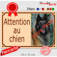Photo personnalisable, plaque portail beige "Attention au Chien" look plaque de rue 24 cm