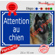Photo personnalisable, pancarte portail bleu marine "Attention au Chien" look plaque de rue 24 cm