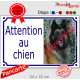 Photo personnalisable, pancarte portail blanc "Attention au Chien" look plaque de rue 24 cm