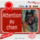 Photo personnalisable, plaque portail bordeaux "Attention au Chien" look plaque de rue 24 cm Lie de Vin, rouge basque