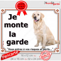 Golden Retriever, plaque portail "je Monte la Garde, risques périls" 3 tailles, LUX D