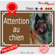 Photo personnalisable, plaque portail marron "Attention au Chien" look plaque de rue 24 cm couleur chocolat brun