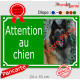 Photo personnalisable, plaque portail Vert "Attention au Chien" look plaque de rue 24 cm