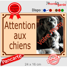Photo Personnalisable, plaque portail "Attention aux Chiens" pluriel 7 couleurs, 2 tailles D