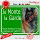 Photo personnalisable, plaque portail vert "Je Monte la Garde, risques périls" look plaque de rue 32 cm