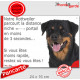 Rottweiler, plaque humour attention au chien extérieure "parcourt Distance Niche-Portail 3 secondes" photo