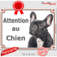 Bouledogue Français noir Bringé Tête, Plaque portail extérieur "Attention au chien" panneau photo pancarte