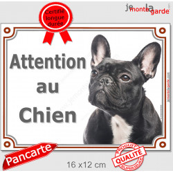 Bouledogue Français, plaque portail extérieur "Attention au Chien" 2 tailles LUX D