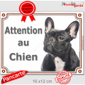 Bouledogue Français, plaque portail extérieur "Attention au Chien" 2 tailles LUX D