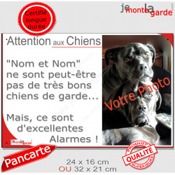 Photo Personnalisable, plaque portail humour PLURIEL "Attention aux Chiens pas bon garde, mais Excellentes Alarmes"