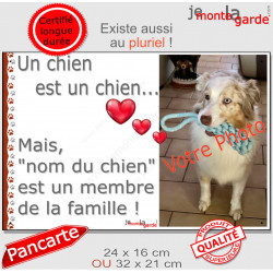 Photo Personnalisable, plaque portail "Un chien est un membre la famille" Attention au Chien règles maison