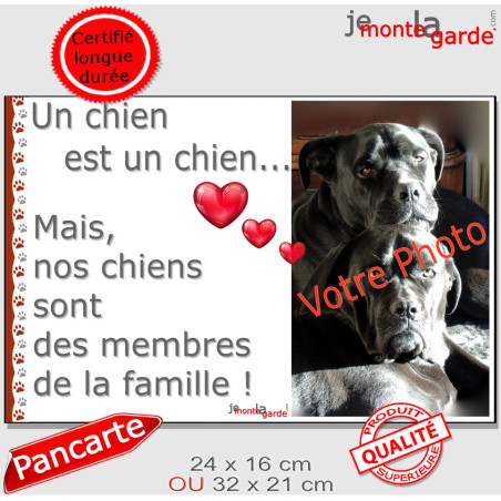 Photo Personnalisable, plaque PLURIEL "Nos chiens sont membres de la famille" 2 tailles LOVE