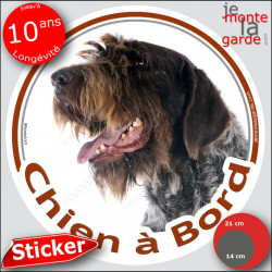 Griffon Korthals, sticker autocollant rond "Chien à Bord" disque adhésif vitre voiture photo