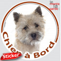Cairn Terrier fauve, sticker voiture rond "Chien à Bord" 15 cm - 3a