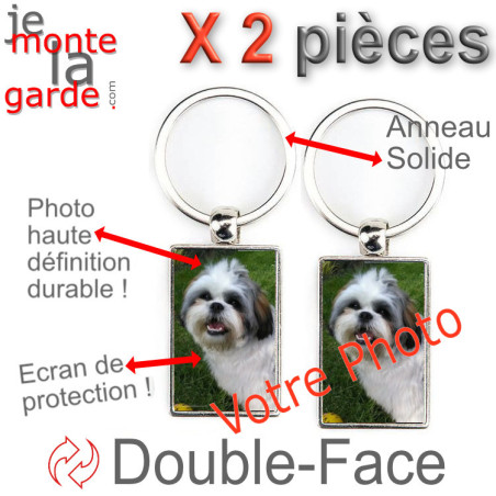 Photo Personnalisable, Lot de 2 Porte-Clefs Métal, double face