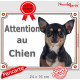 Chihuahua noir et feu à poils courts Tête, plaque portail "Attention au Chien" pancarte panneau photo