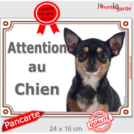Chihuahua poils courts, plaque portail "Attention au Chien" 4 Tailles