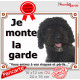 Chien d'Eau Espagnol noir tête, plaque portail "Je Monte la Garde, risques et périls" pancarte panneau turc