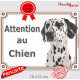 Dalmatien Tête, plaque portail "Attention au Chien" pancarte panneau photo race