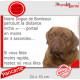 Dogue de Bordeaux face rouge, Plaque photo humour "parcourt distance niche-portail moins 3 secondes" attention au chien