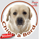 Labrador sable, sticker voiture rond "Chien à Bord" 15 cm - 3a