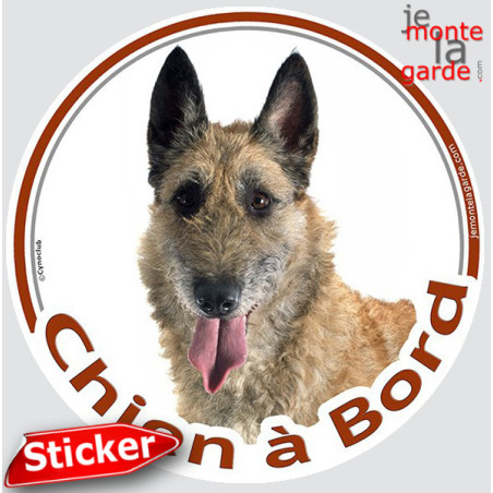 Berger Belge Laekenois , sticker voiture rond "Chien à Bord" 15 cm 3a Berger Belge Laekenois , sticker voiture rond "Chien à Bord" 15 cm 3a