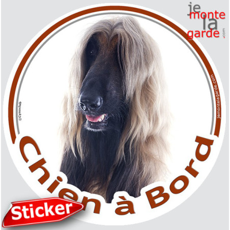 Lévrier Afghan fauve Tête, sticker voiture rond photo "Chien à Bord" résiste pluie soleil gel, idée cadeau, 2 Tailles D Lévrier Afghan fauve Tête, sticker voiture rond photo "Chien à Bord" résiste pluie soleil gel, idée cadeau, 2 Tailles D
