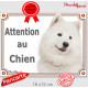 Samoyède tête, Plaque portail "Attention au Chien" Pancarte photo panneau race entrée