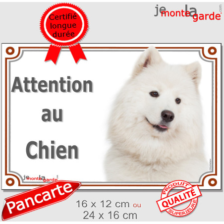 Samoyède tête, Plaque portail "Attention au Chien" Pancarte photo panneau race entrée