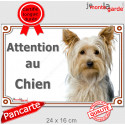 Yorkshire Terrier, plaque portail extérieur "Attention au Chien" 24 cm LUXE