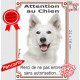Berger Blanc Suisse, Plaque Portail verticale extérieur "Attention au Chien, interdit sans autorisation" pancarte photo
