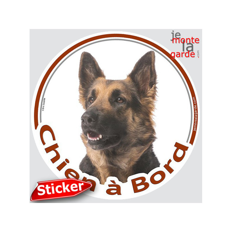 Berger Allemand poils longs, sticker autocollant rond "Chien à Bord" disque adhésif photo vitre voiture Berger Allemand poils longs, sticker autocollant rond "Chien à Bord" disque adhésif photo vitre voiture