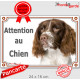 English Springer marron foie, plaque portail extérieur "Attention au Chien" pancarte panneau photo Spaniel