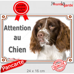 English Springer marron foie, plaque portail extérieur "Attention au Chien" pancarte panneau photo Spaniel