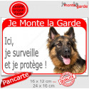Berger Allemand poils longs, plaque rouge "Je Monte la Garde, surveille protège" 2 Tailles RED C