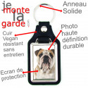 Porte-Clefs cuir vegan, photo Bulldog Anglais fauve
