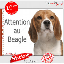 Beagle, panneau autocollant "Attention au Chien" Pancarte photo sticker adhésif, entrée boîte aux lettres
