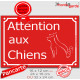 Plaque Portail rouge rue "Attention auX ChienS" au pluriel, pancarte panneau extérieur résiste intempéries