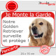 Golden Retriever foncé Tête, Plaque portail rouge "Je Monte la Garde, surveille protège" panneau pancarte photo visible voyant