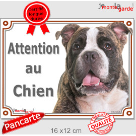 American Bully bringé, plaque portail "Attention au Chien"  2 tailles LUX D