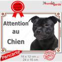 Staffie tout noir, plaque portail extérieur "Attention au Chien" 2 tailles LUX D