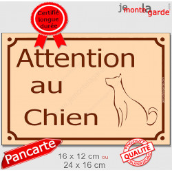 "Attention au Chien" Plaque de Rue Beige extérieure, panneau affiche pancarte portail