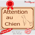Plaque Portail extérieur "Attention au Chien" Rue Beige 2 tailles D