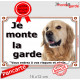 Golden Retriever Tête, Plaque portail extérieur "Je Monte la Garde, risques périls" photo pancarte attention au chien